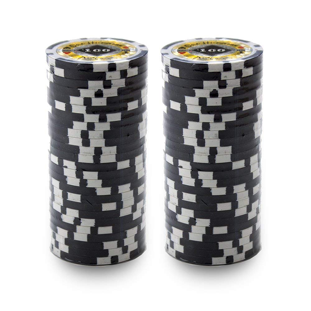 Black Diamond Holo Inlay 14-gram Poker Chips (25-pack) - Clay Composite